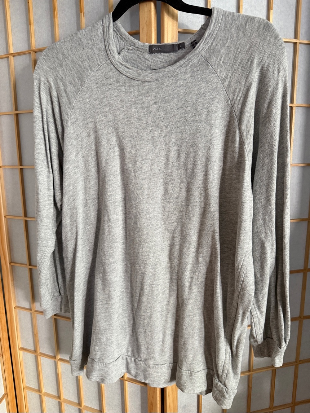 Vince Long Sleeve Crewneck Shirt - Light Gray